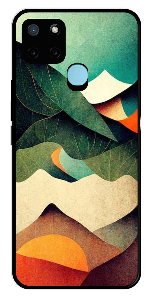 MultiColor Pattern Metal Mobile Case for Realme C25Y   (Design No -43)