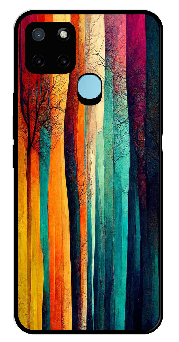 Modern Art Colorful Metal Mobile Case for Realme C25Y   (Design No -47)