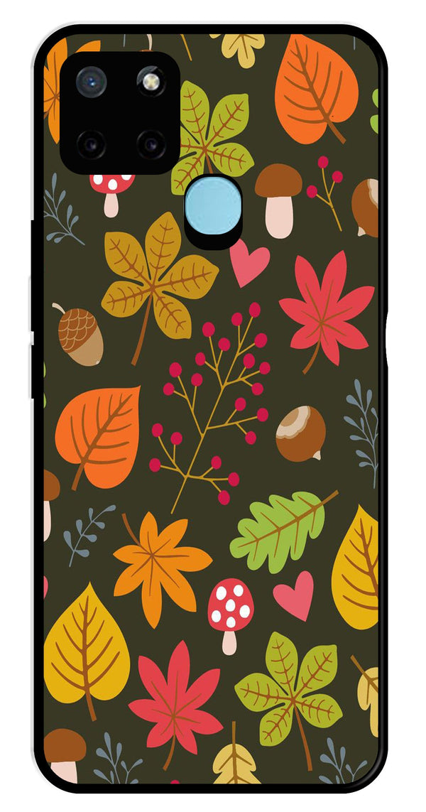 Leaves Design Metal Mobile Case for Realme C25Y   (Design No -51)