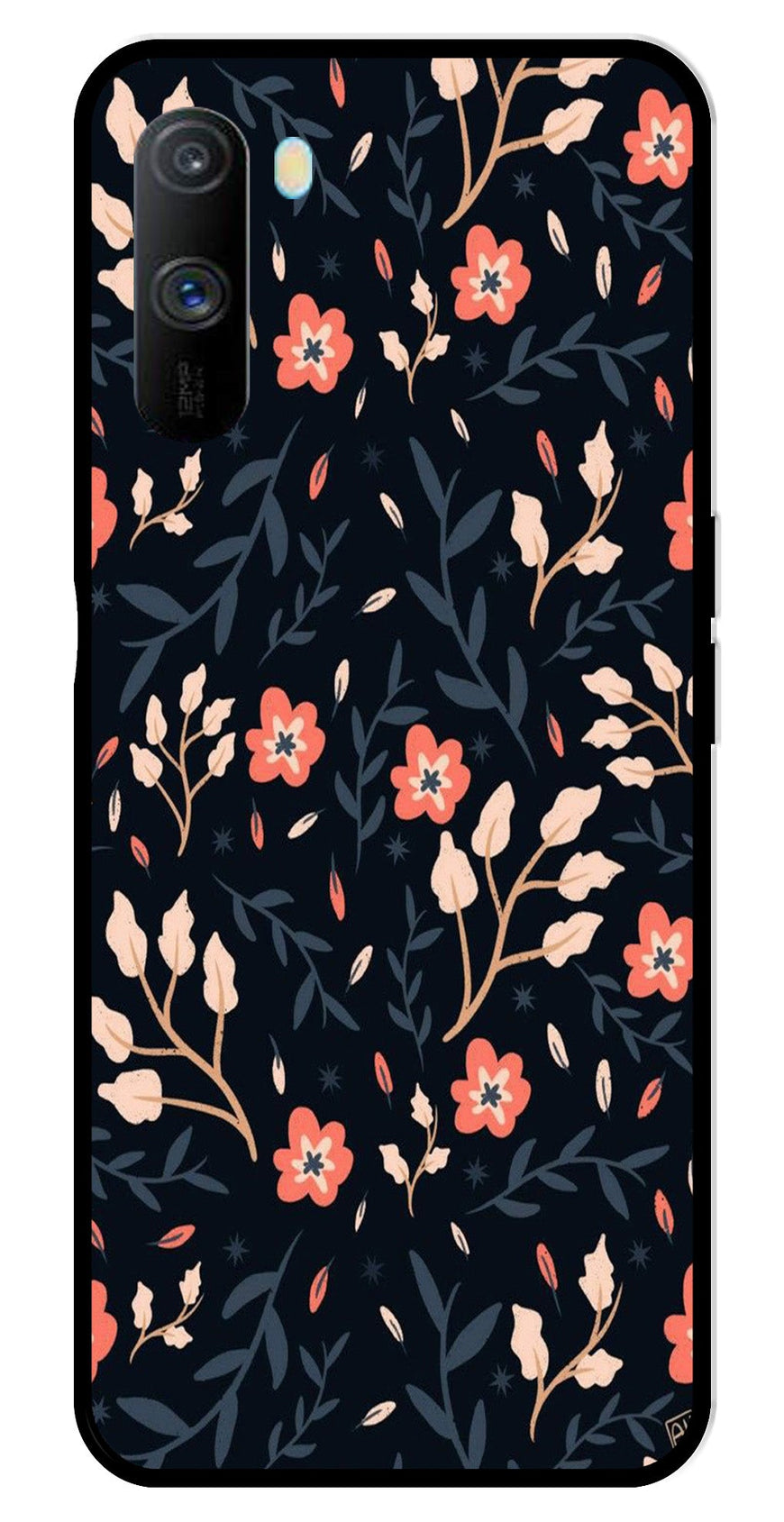 Floral Pattern Metal Mobile Case for Realme C3   (Design No -10)