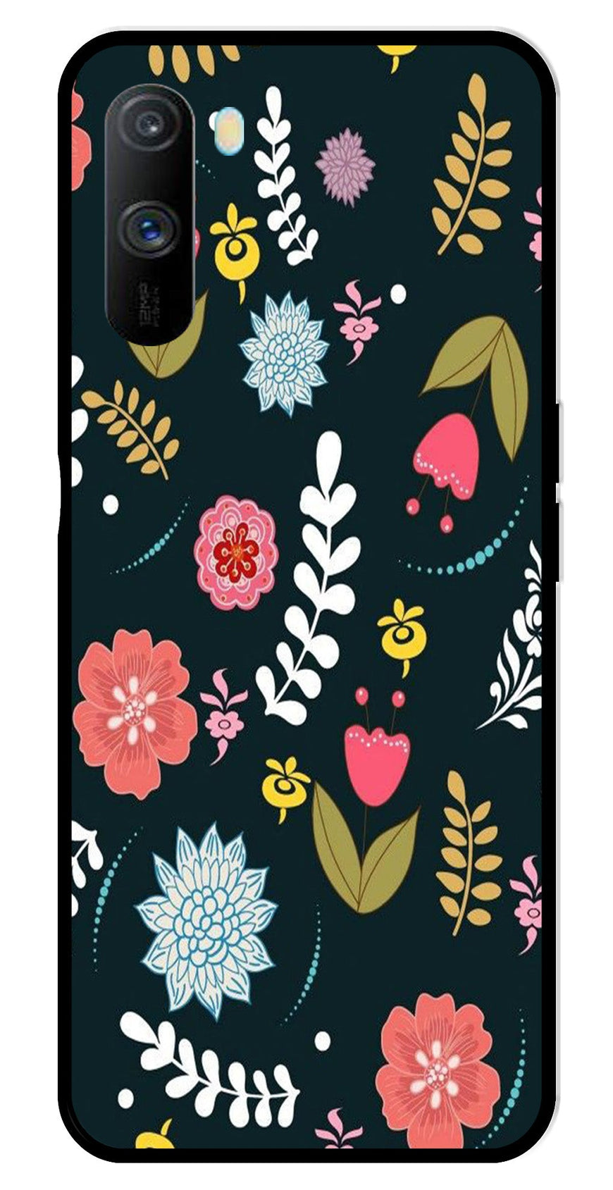 Floral Pattern2 Metal Mobile Case for Realme C3   (Design No -12)