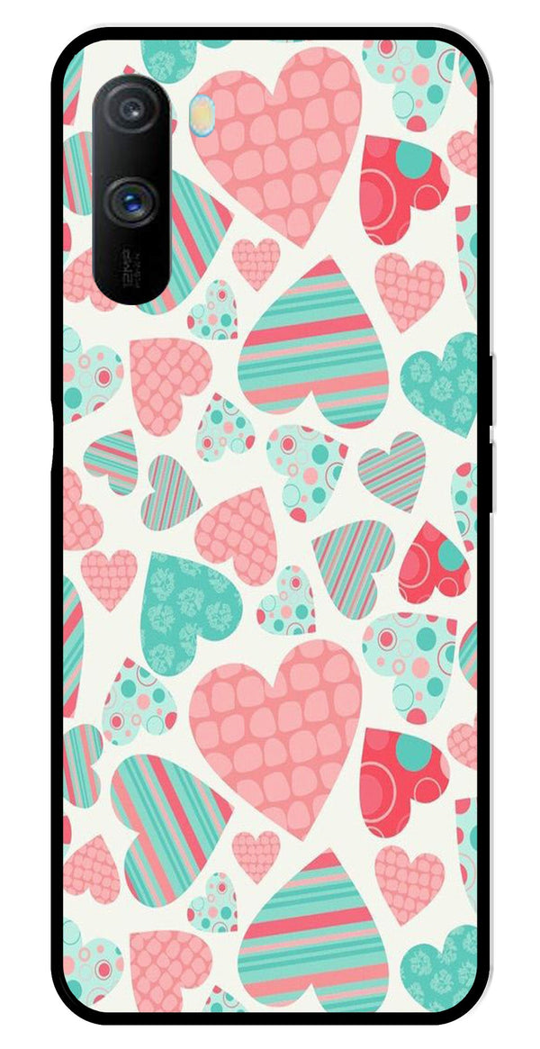 Hearts Pattern Metal Mobile Case for Realme C3   (Design No -22)