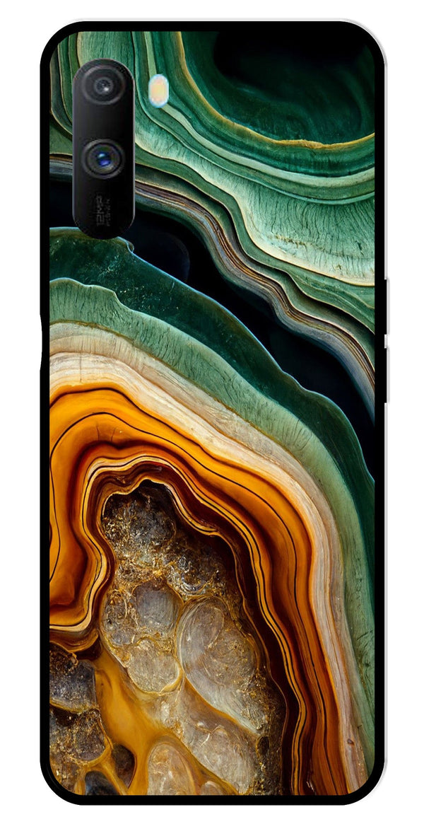 Marble Design Metal Mobile Case for Realme C3   (Design No -28)