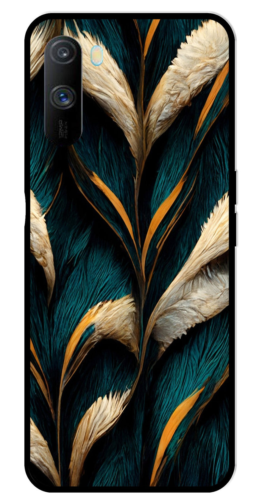 Feathers Metal Mobile Case for Realme C3   (Design No -30)