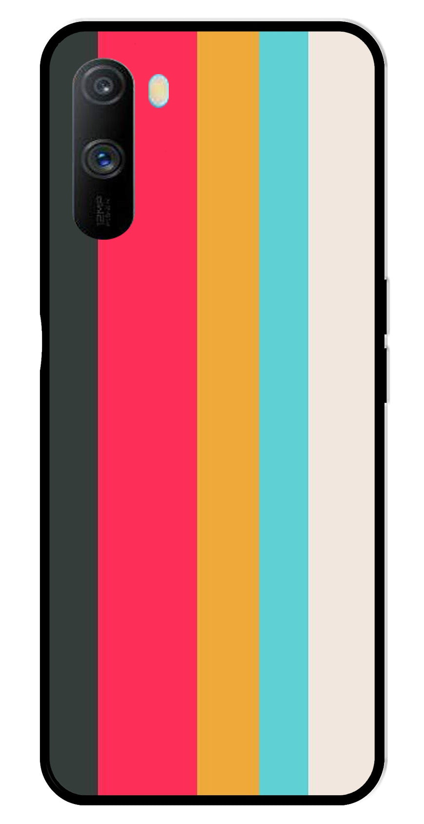 Muted Rainbow Metal Mobile Case for Realme C3   (Design No -31)