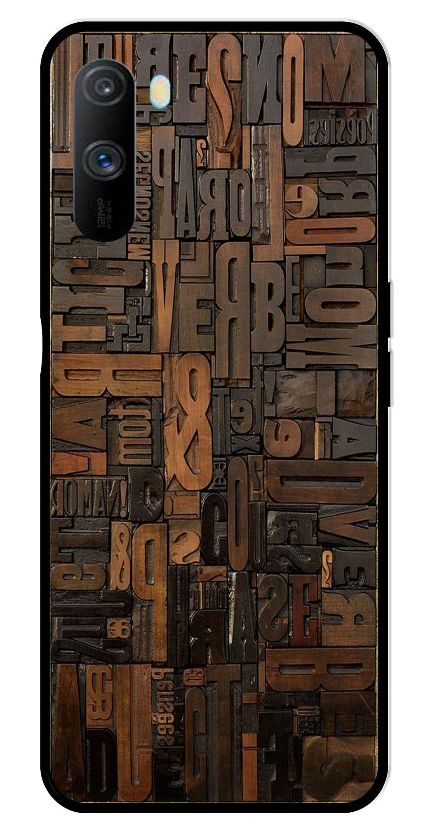 Alphabets Metal Mobile Case for Realme C3   (Design No -32)