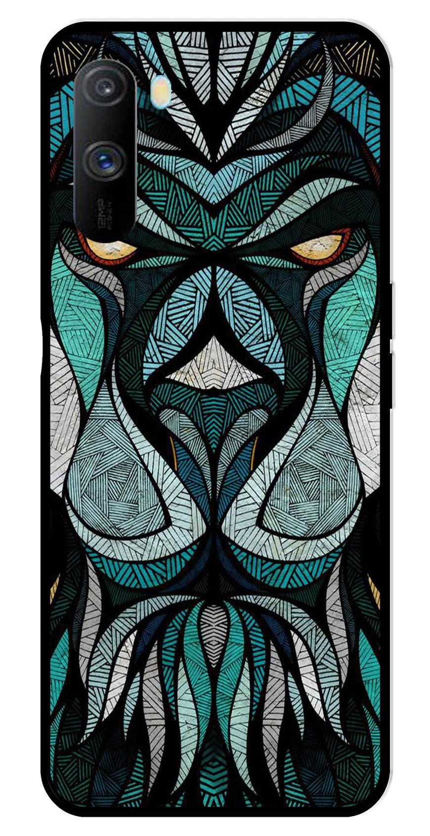 Lion Pattern Metal Mobile Case for Realme C3   (Design No -40)