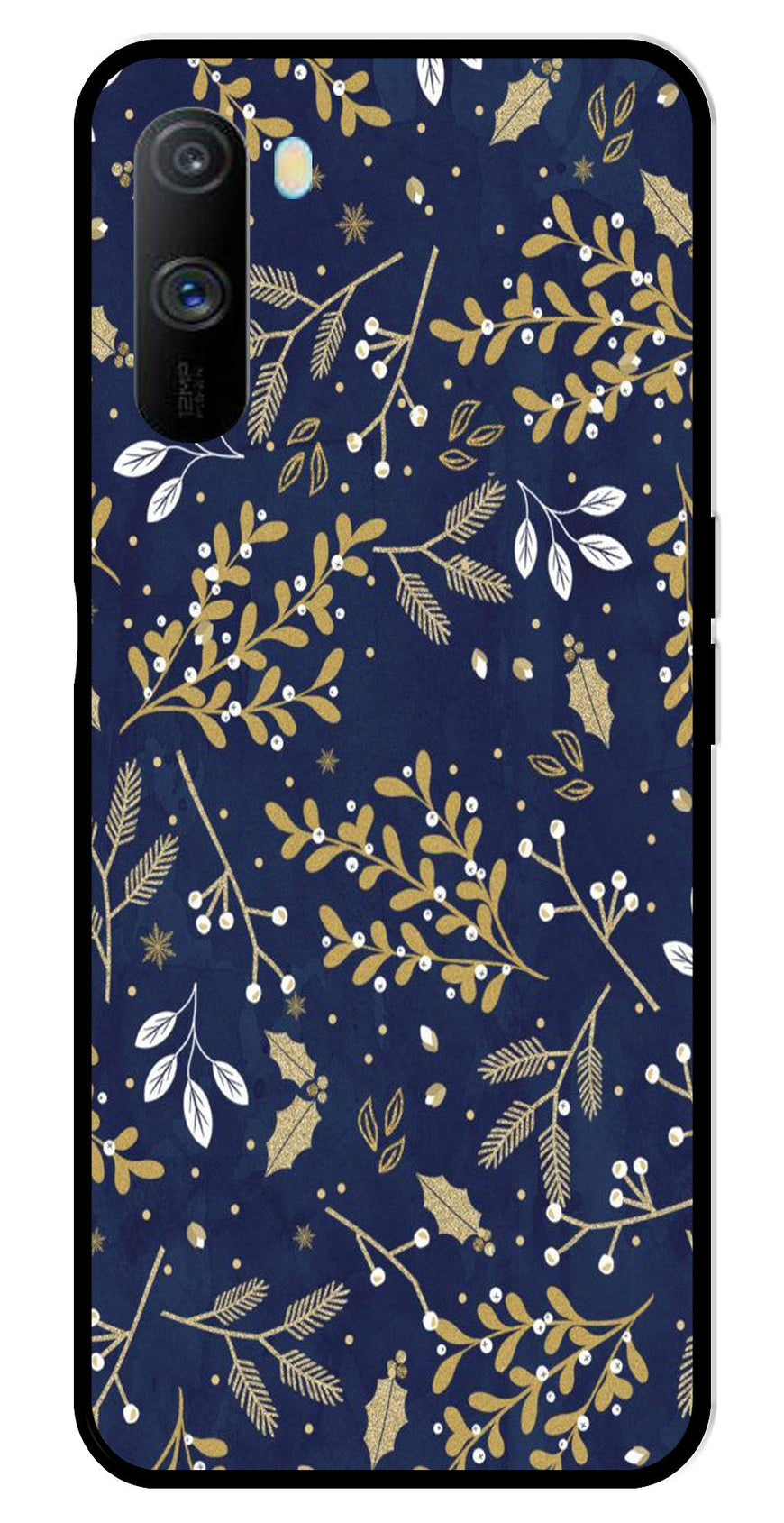 Floral Pattern  Metal Mobile Case for Realme C3   (Design No -52)