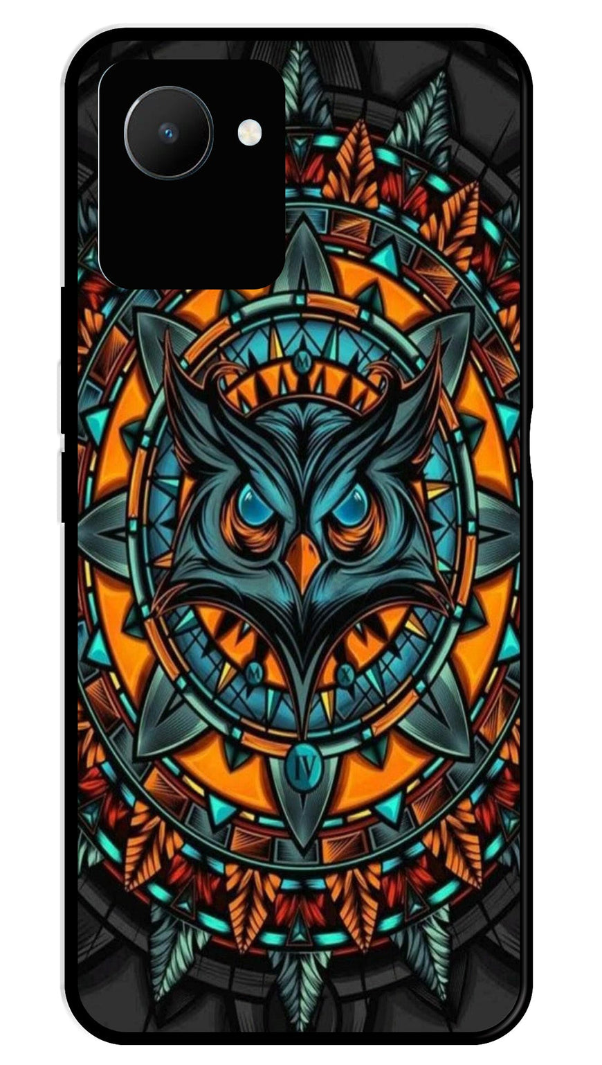 Owl Pattern Metal Mobile Case for Realme C30   (Design No -42)