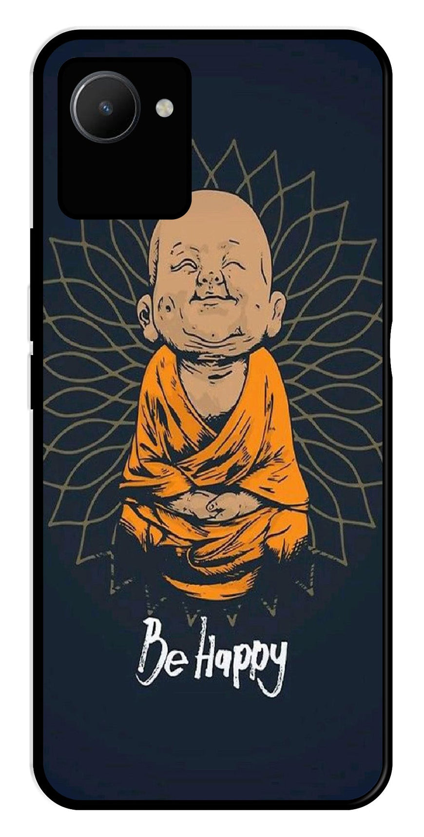 Be Happy Metal Mobile Case for Realme C30s   (Design No -27)