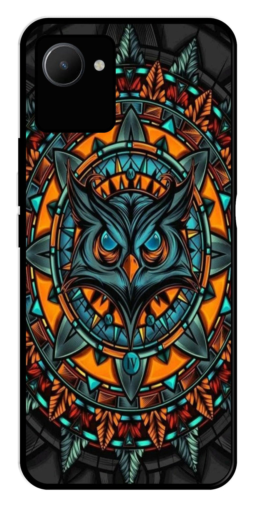 Owl Pattern Metal Mobile Case for Realme C30s   (Design No -42)