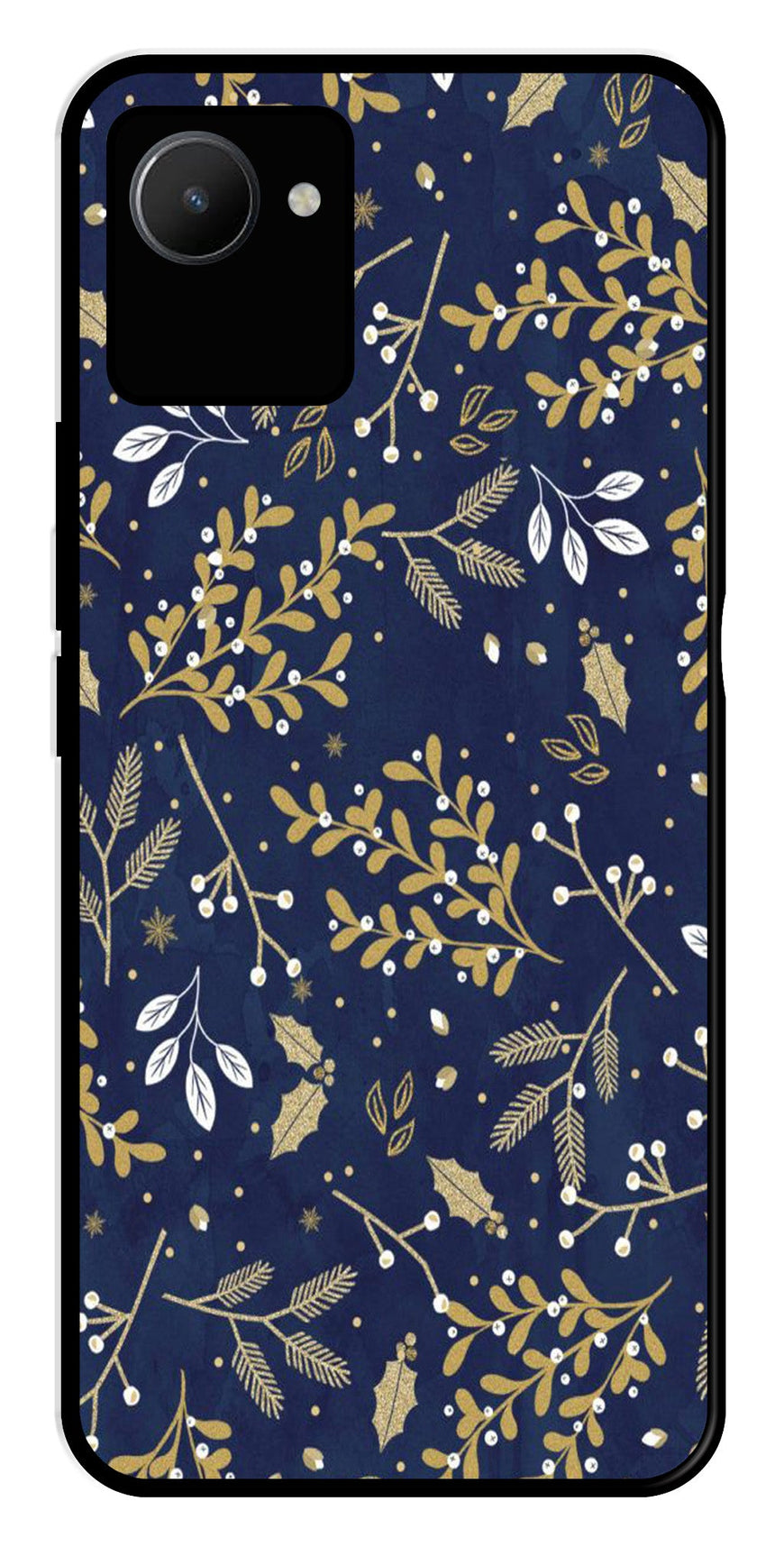 Floral Pattern  Metal Mobile Case for Realme C30s   (Design No -52)