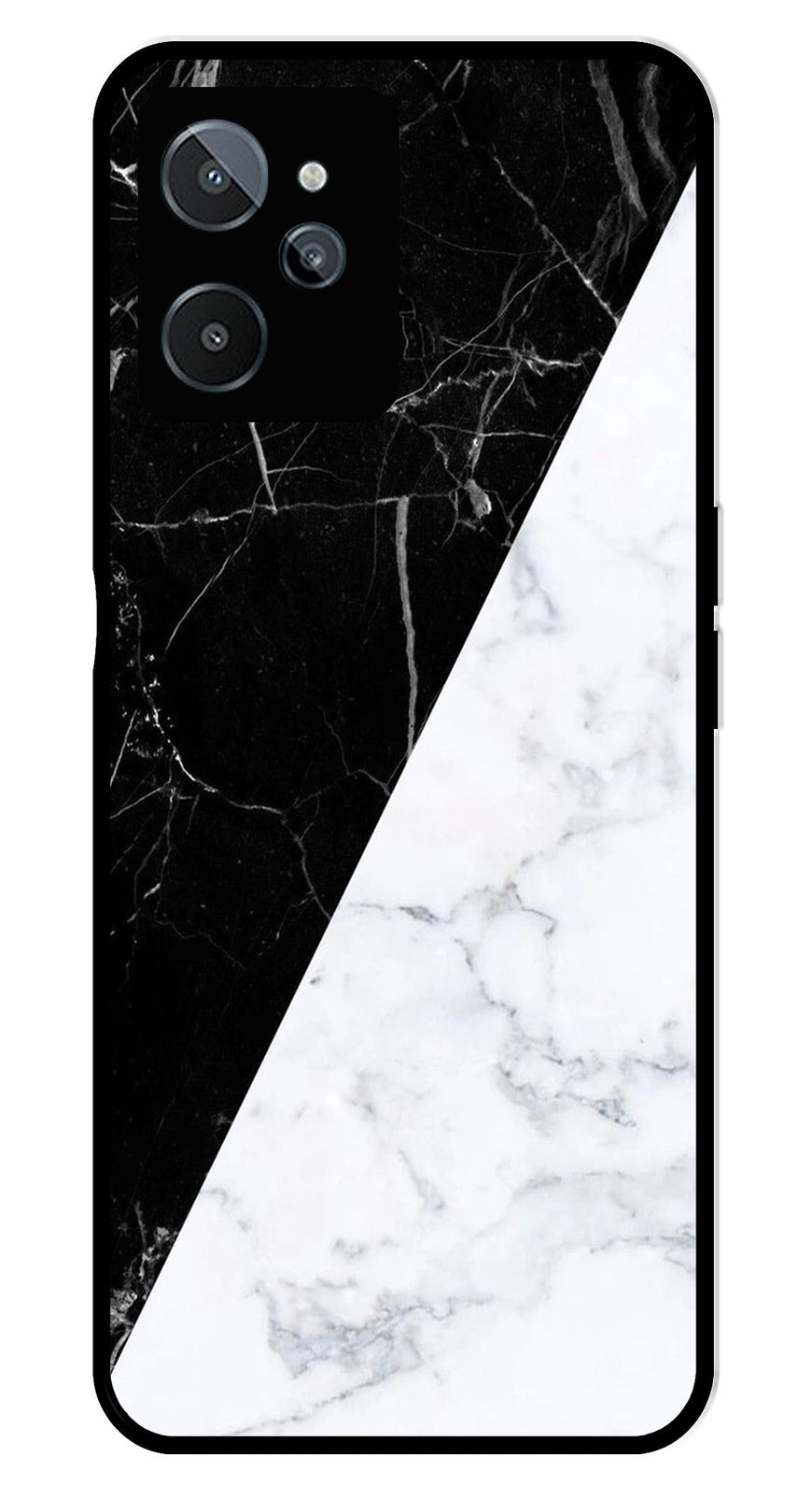 Black White Marble Design Metal Mobile Case for Realme C31   (Design No -09)