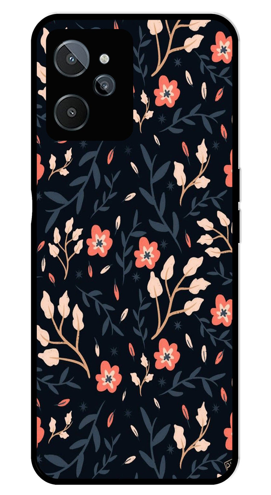 Floral Pattern Metal Mobile Case for Realme C31   (Design No -10)