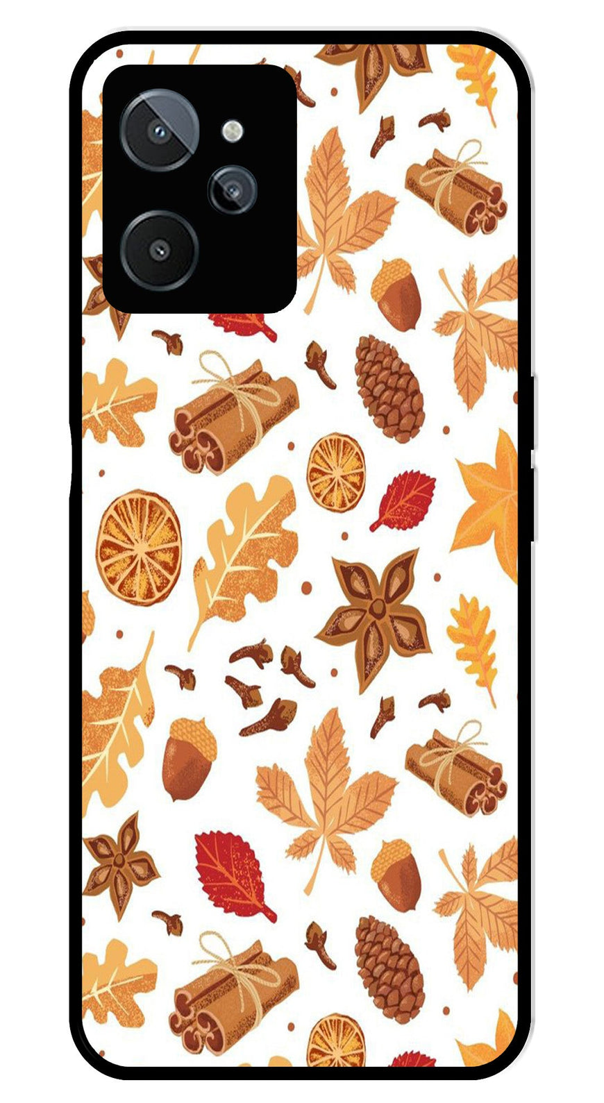 Autumn Leaf Metal Mobile Case for Realme C31   (Design No -19)