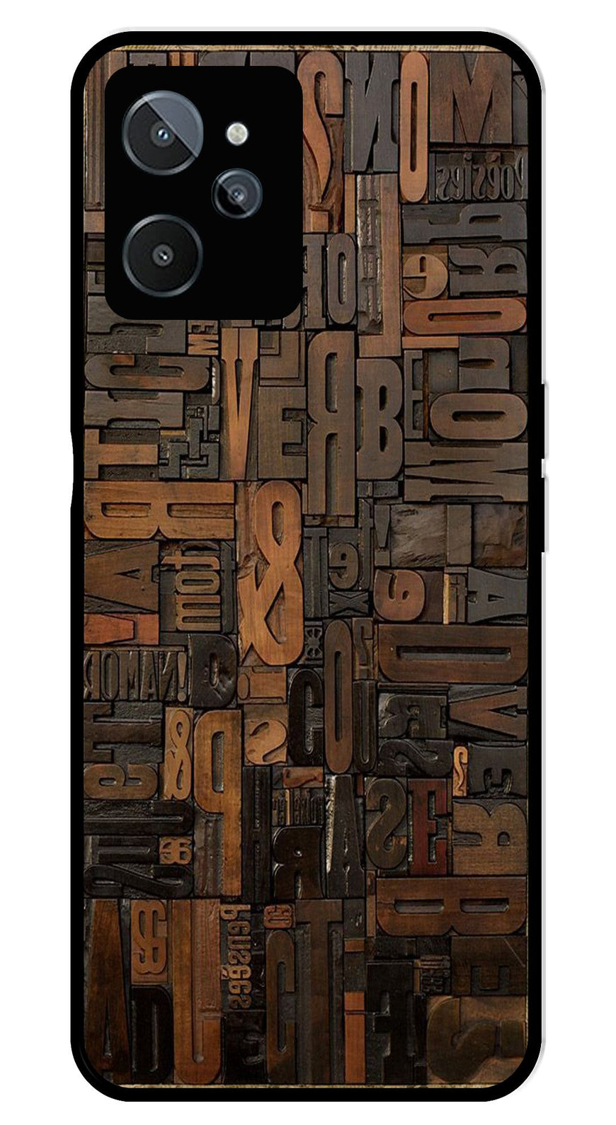 Alphabets Metal Mobile Case for Realme C31   (Design No -32)