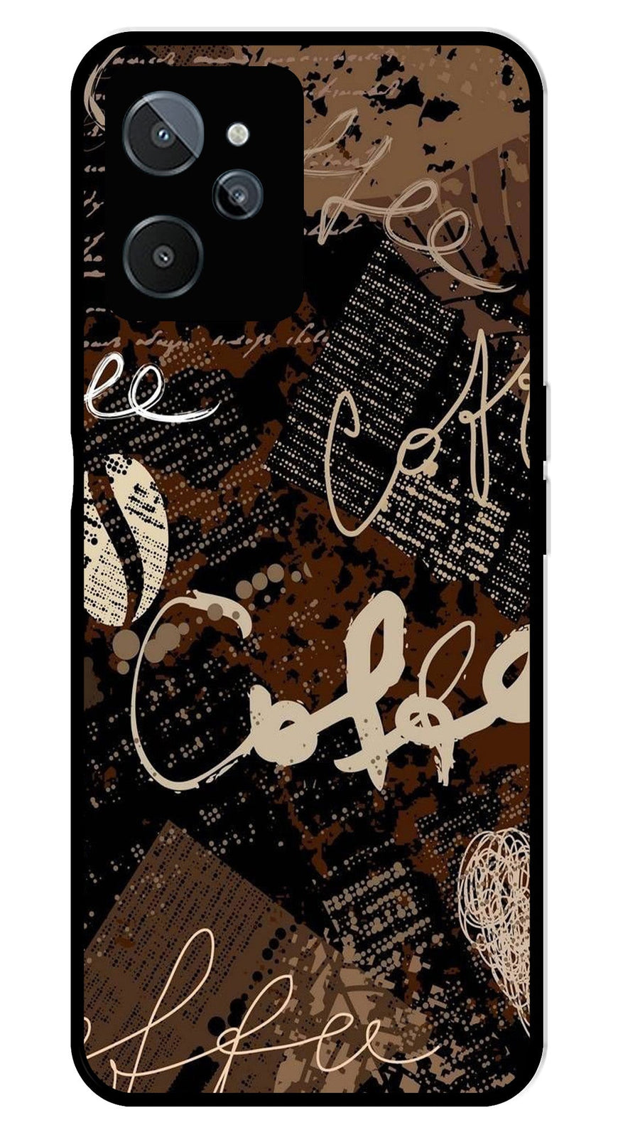 Coffee Pattern Metal Mobile Case for Realme C31   (Design No -37)