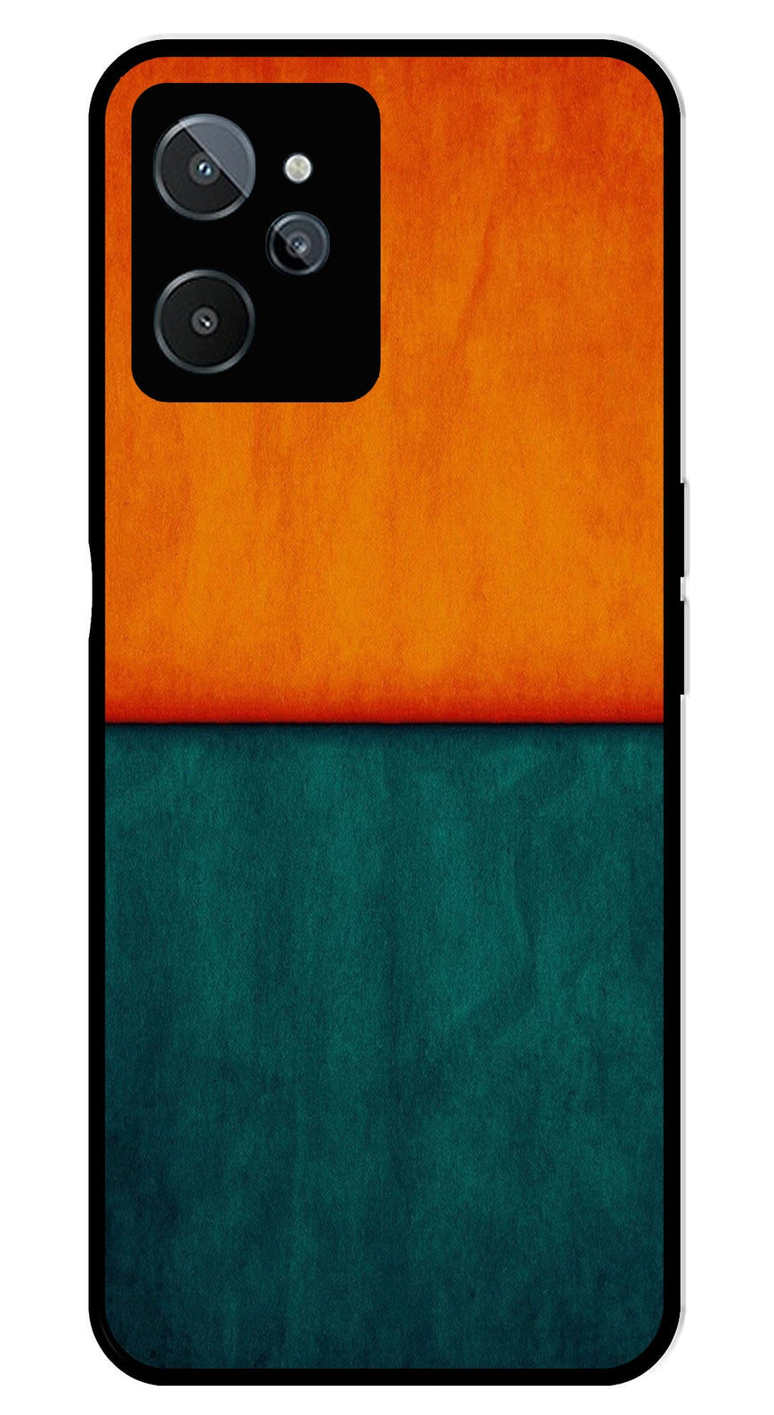 Orange Green Pattern Metal Mobile Case for Realme C31   (Design No -45)