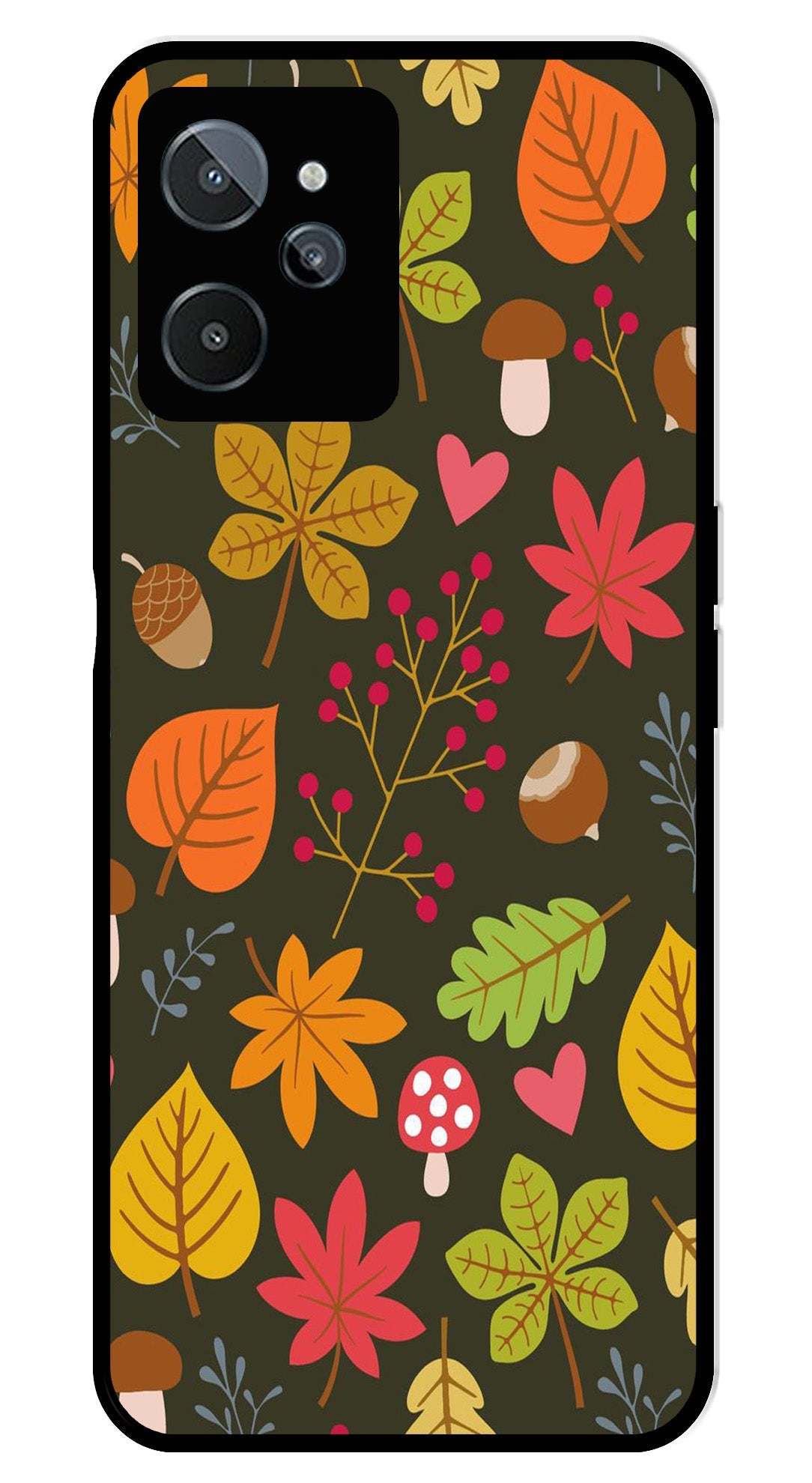 Leaves Design Metal Mobile Case for Realme C31   (Design No -51)