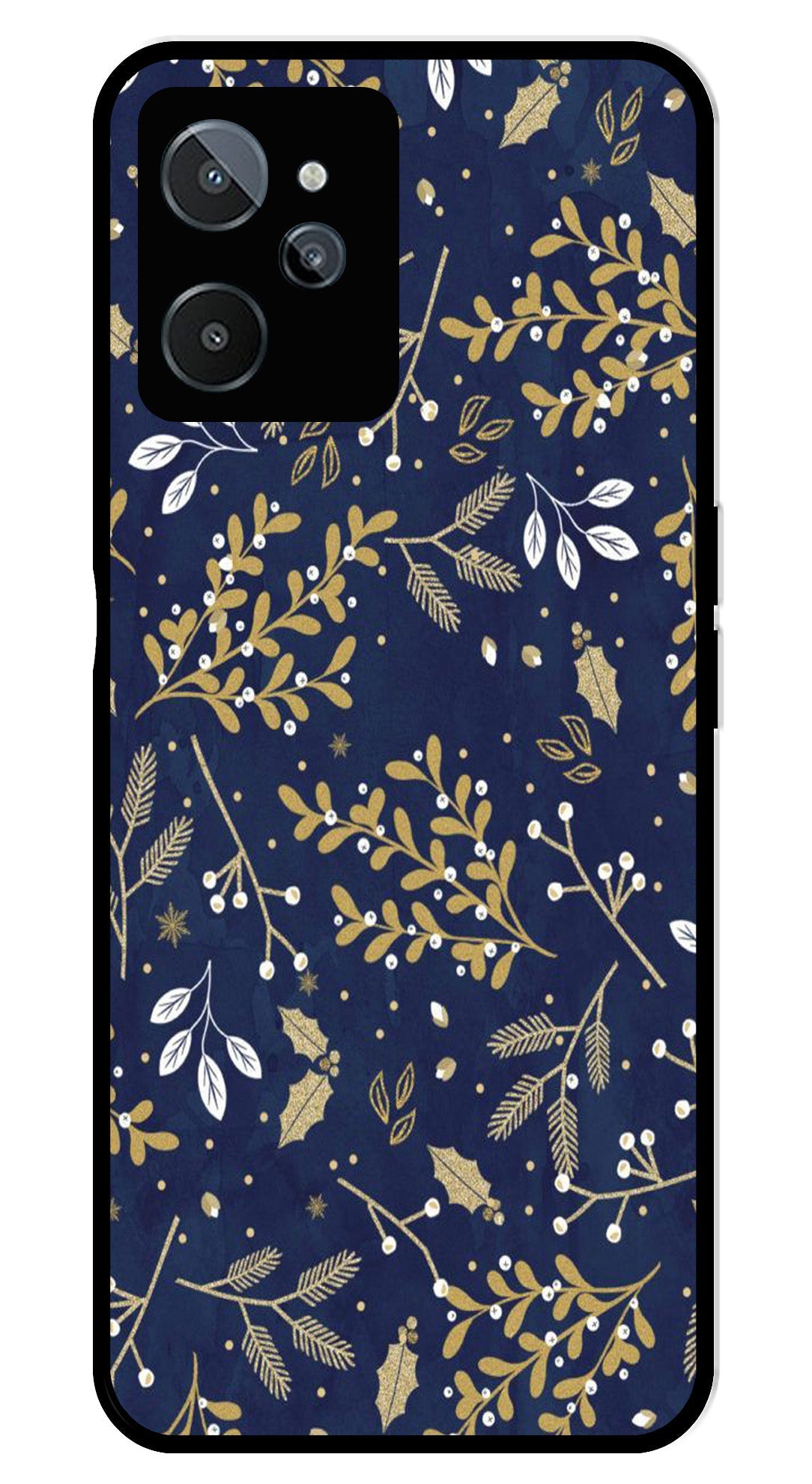 Floral Pattern  Metal Mobile Case for Realme C31   (Design No -52)