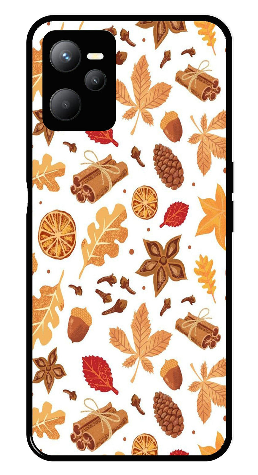 Autumn Leaf Metal Mobile Case for Realme C35   (Design No -19)