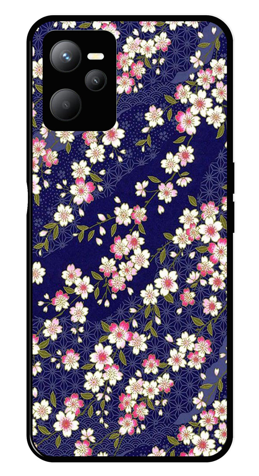 Flower Design Metal Mobile Case for Realme C35   (Design No -25)