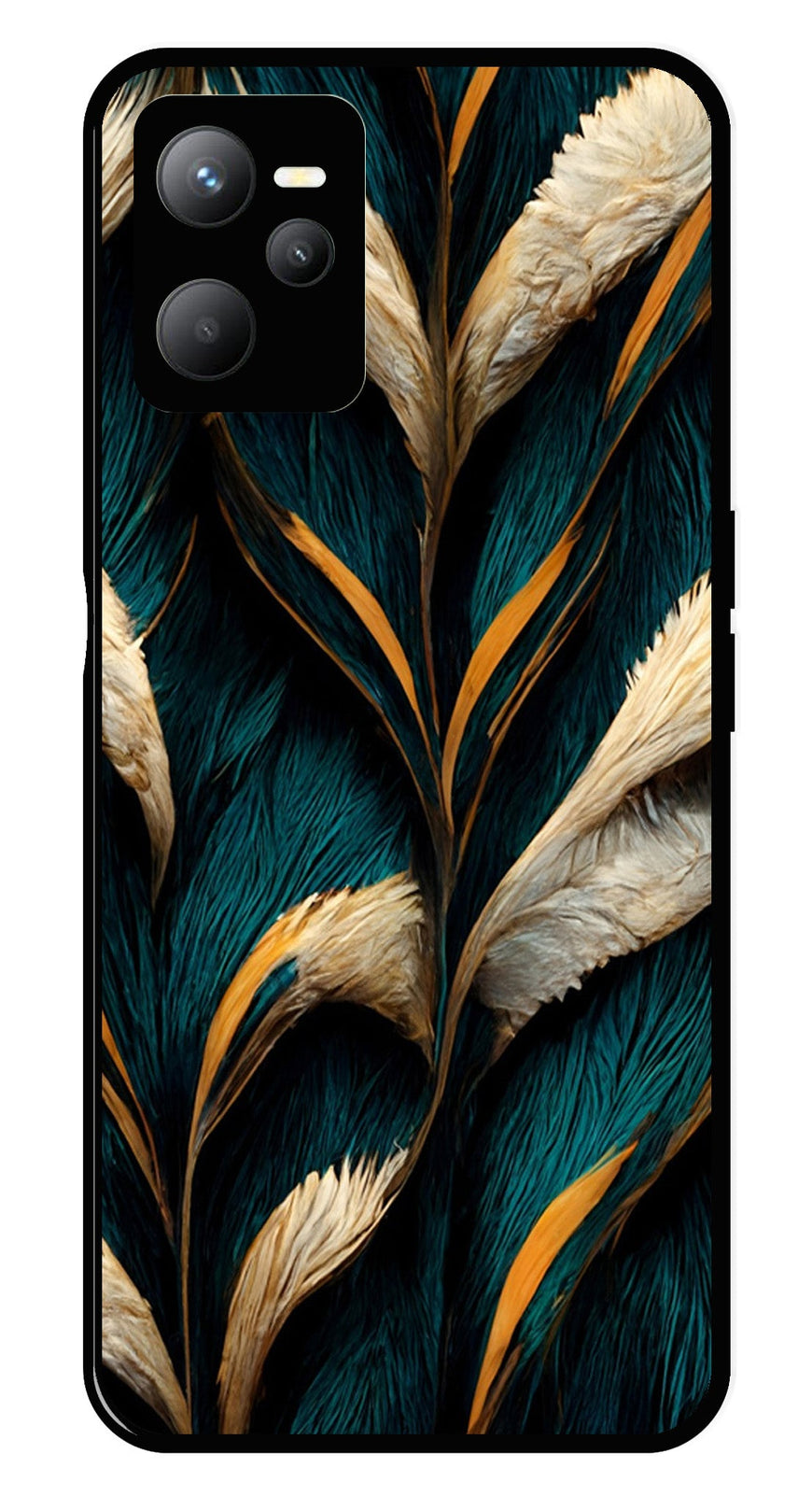 Feathers Metal Mobile Case for Realme C35   (Design No -30)