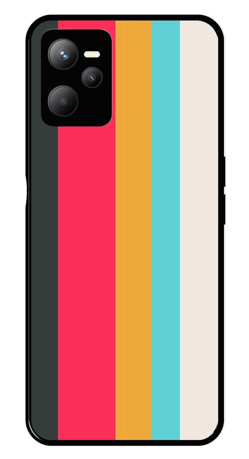 Muted Rainbow Metal Mobile Case for Realme C35   (Design No -31)
