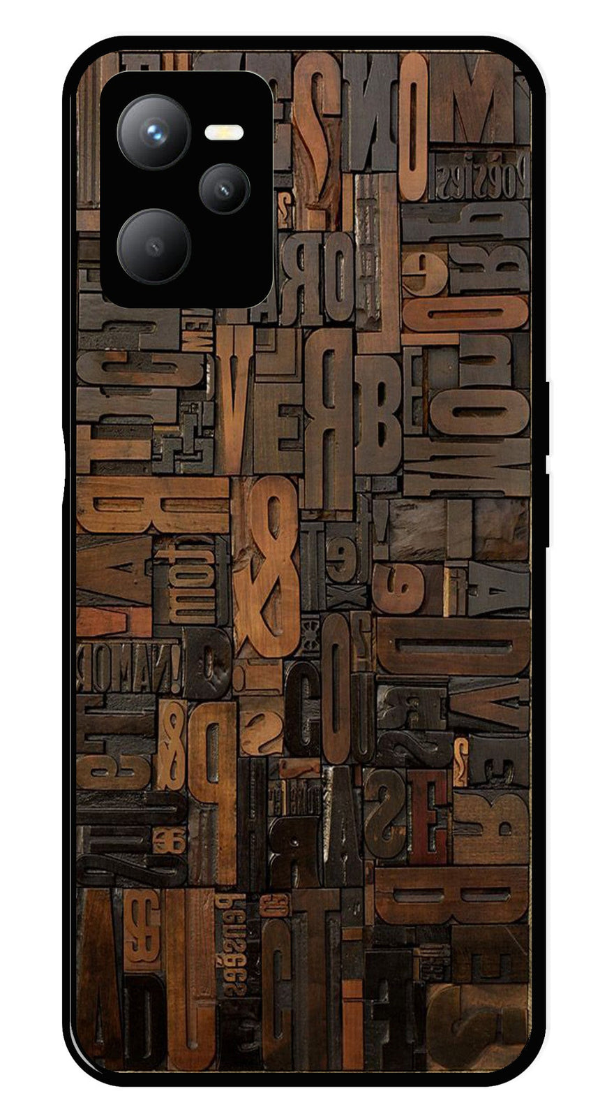 Alphabets Metal Mobile Case for Realme C35   (Design No -32)