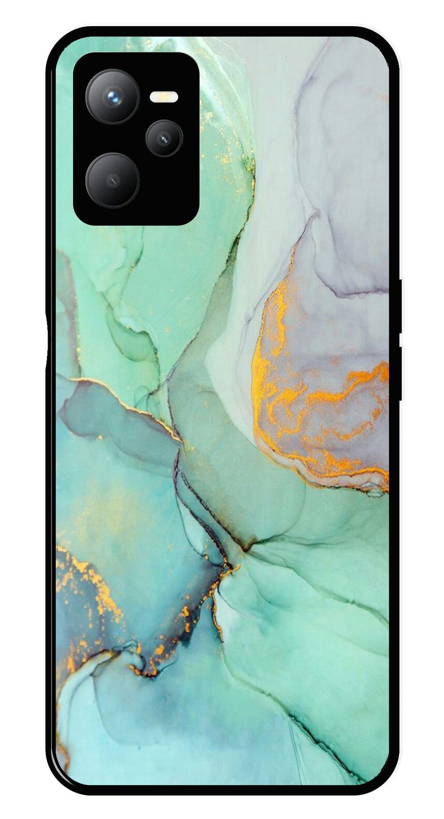 Marble Design Metal Mobile Case for Realme C35   (Design No -46)