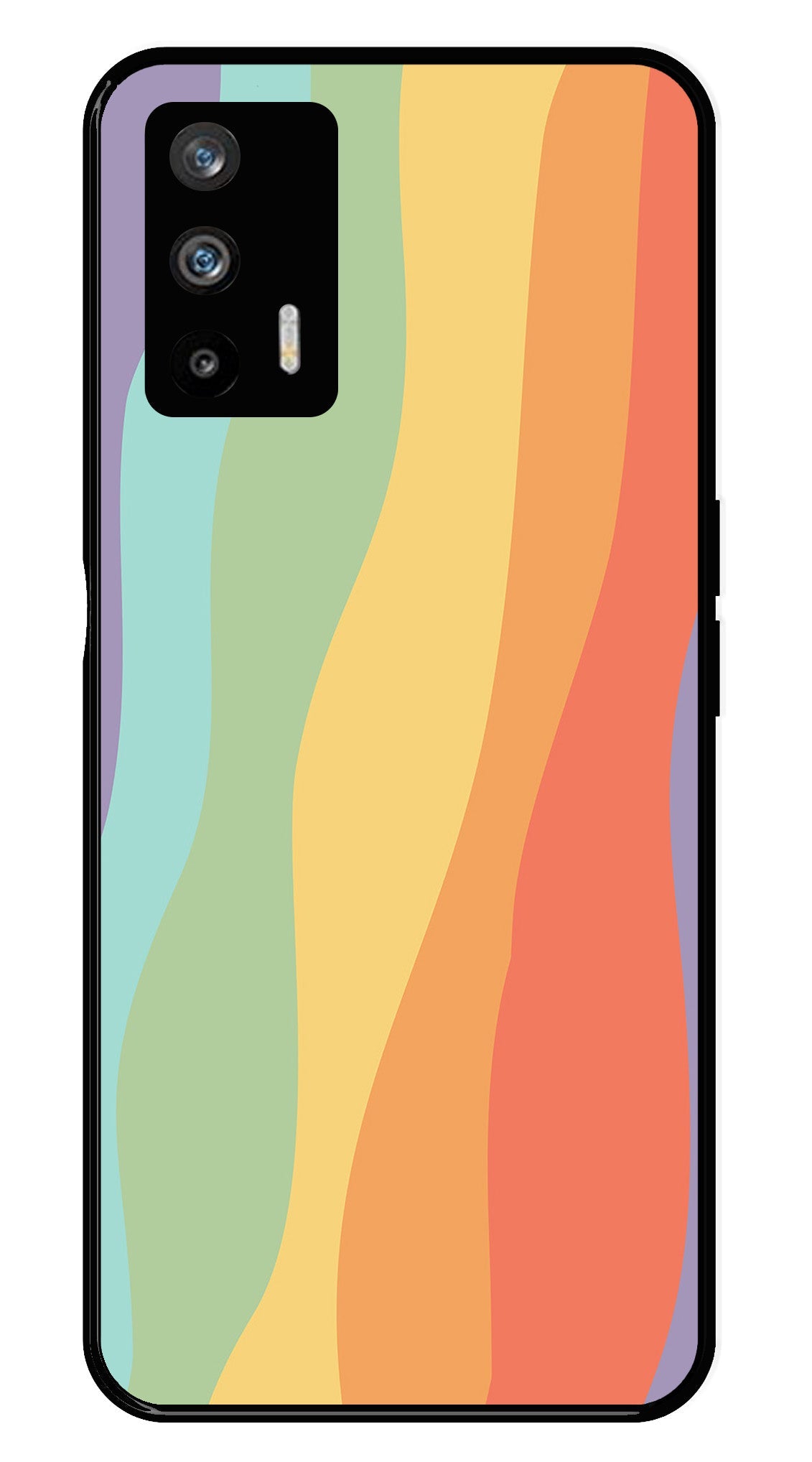 Muted Rainbow Metal Mobile Case for Realme GT   (Design No -02)