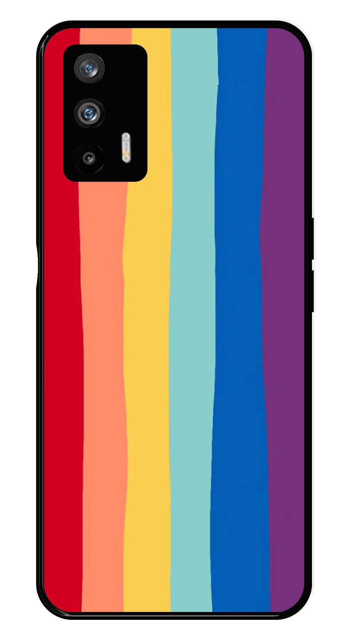Rainbow MultiColor Metal Mobile Case for Realme GT   (Design No -03)