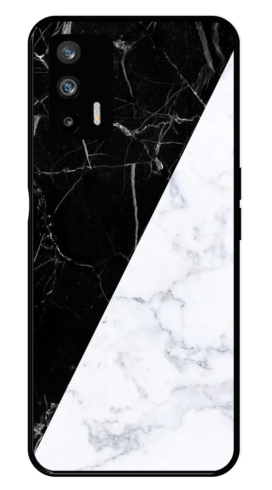 Black White Marble Design Metal Mobile Case for Realme GT   (Design No -09)