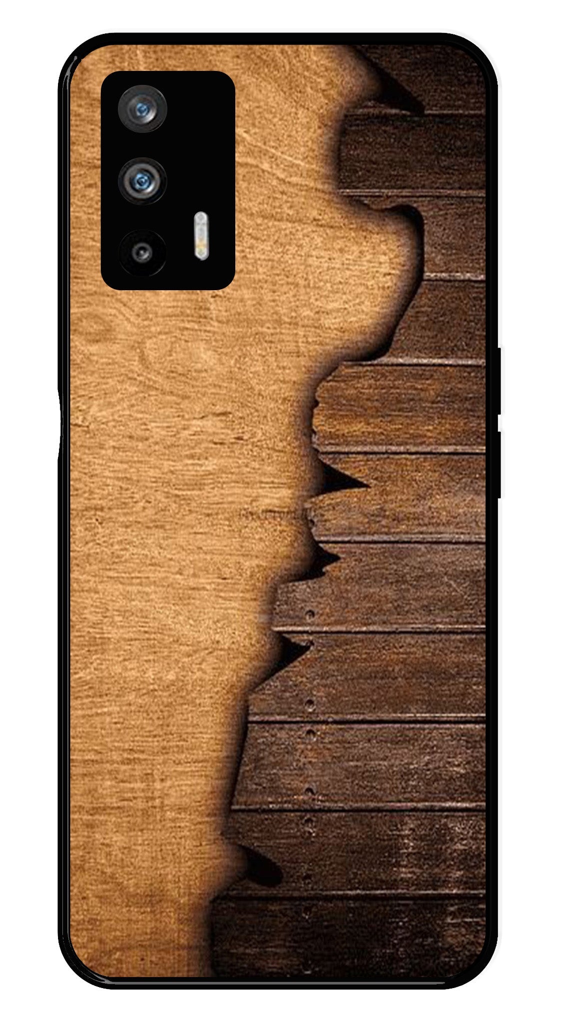 Wooden Design Metal Mobile Case for Realme GT   (Design No -13)
