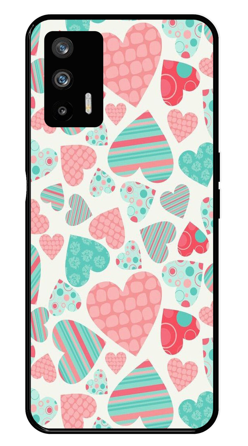 Hearts Pattern Metal Mobile Case for Realme GT   (Design No -22)