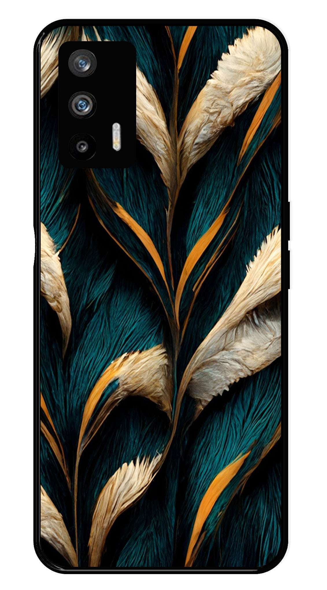 Feathers Metal Mobile Case for Realme GT   (Design No -30)