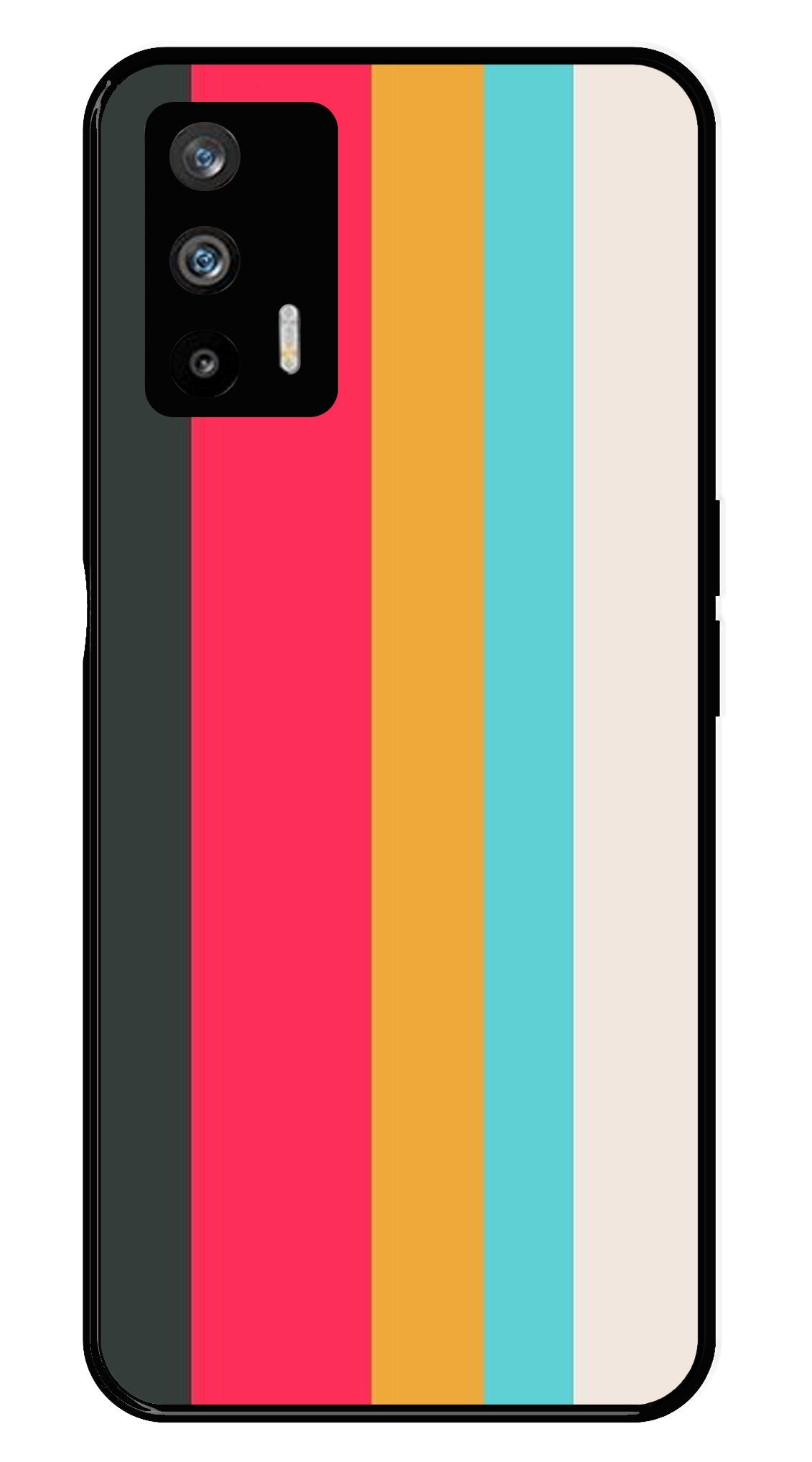 Muted Rainbow Metal Mobile Case for Realme GT   (Design No -31)