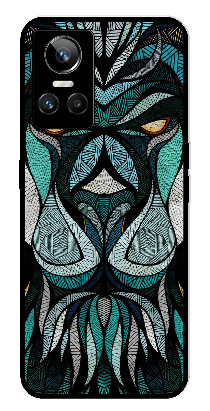 Lion Pattern Metal Mobile Case for Realme GT Neo 3   (Design No -40)