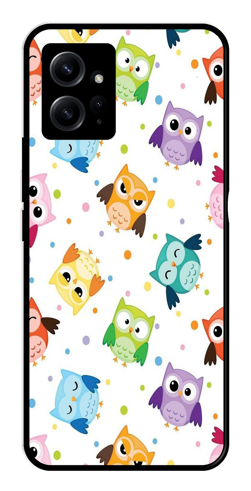 Owls Pattern Metal Mobile Case for Redmi Note 12 4G   (Design No -20)