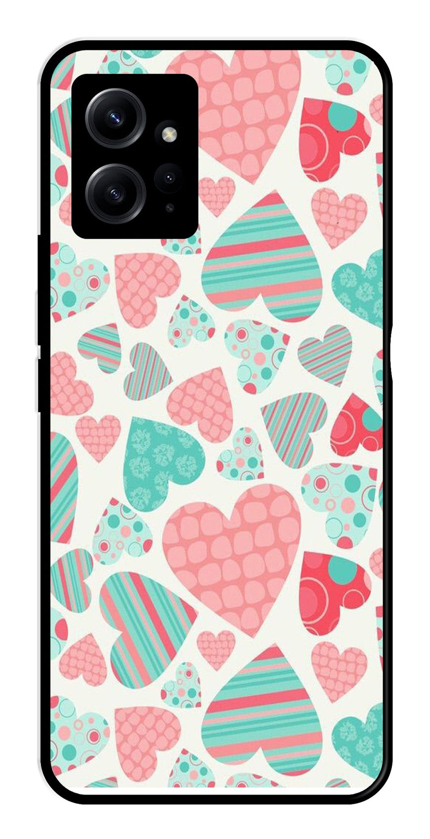 Hearts Pattern Metal Mobile Case for Redmi Note 12 4G   (Design No -22)
