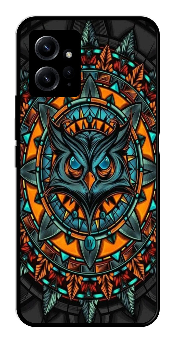 Owl Pattern Metal Mobile Case for Redmi Note 12 4G   (Design No -42)