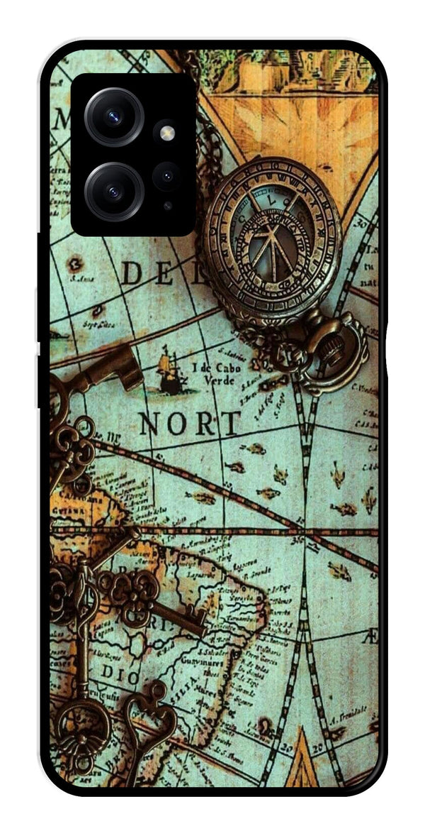 Map Design Metal Mobile Case for Redmi Note 12 4G   (Design No -54)