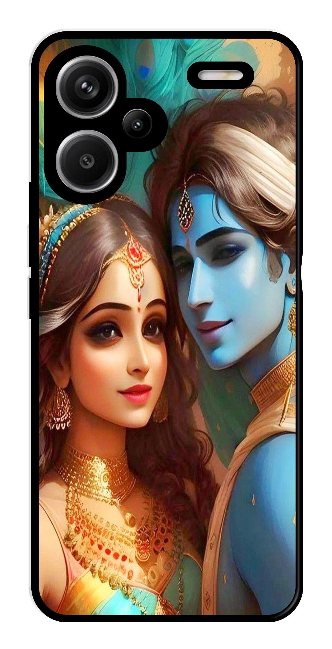 Lord Radha Krishna Metal Mobile Case for Redmi Note 13 Pro Plus 5G   (Design No -01)