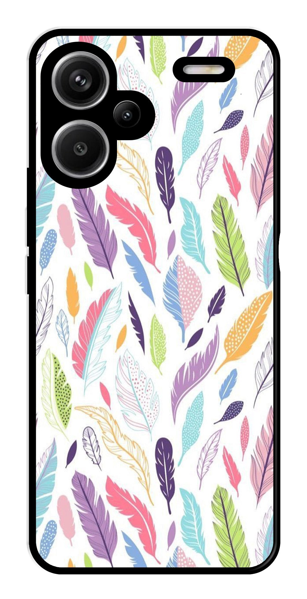 Colorful Feathers Metal Mobile Case for Redmi Note 13 Pro Plus 5G   (Design No -06)