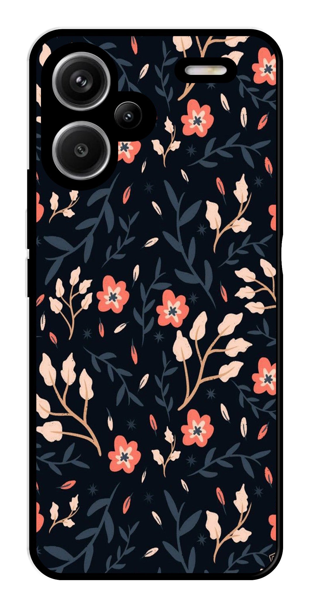 Floral Pattern Metal Mobile Case for Redmi Note 13 Pro Plus 5G   (Design No -10)