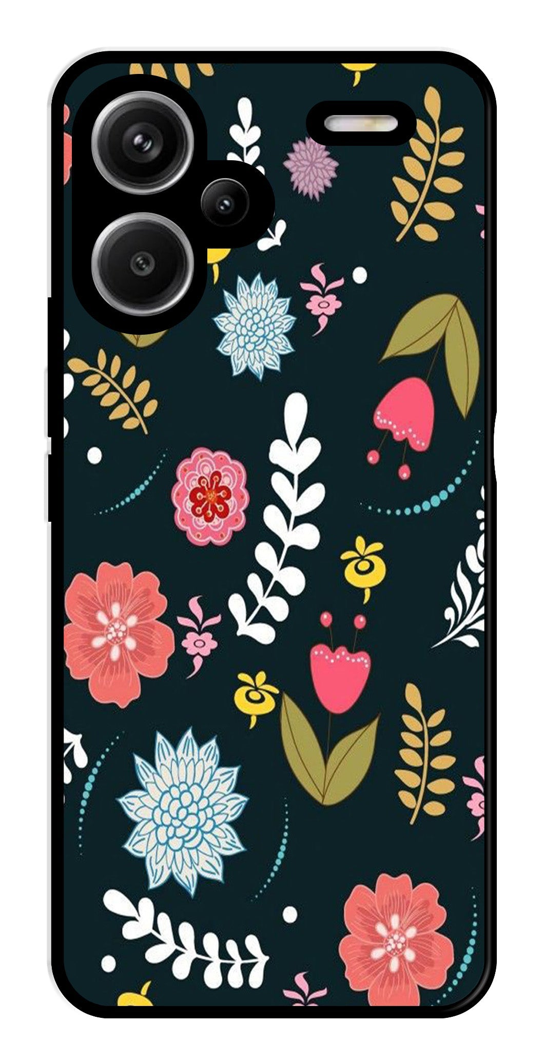 Floral Pattern2 Metal Mobile Case for Redmi Note 13 Pro Plus 5G   (Design No -12)