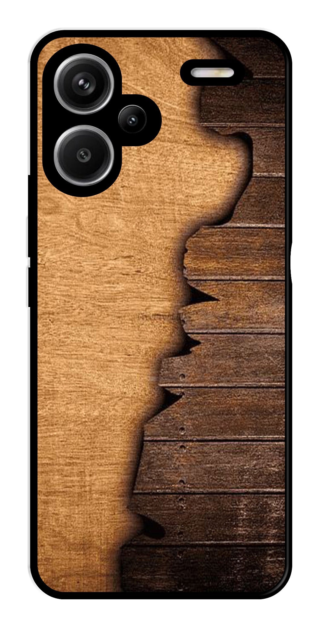 Wooden Design Metal Mobile Case for Redmi Note 13 Pro Plus 5G   (Design No -13)