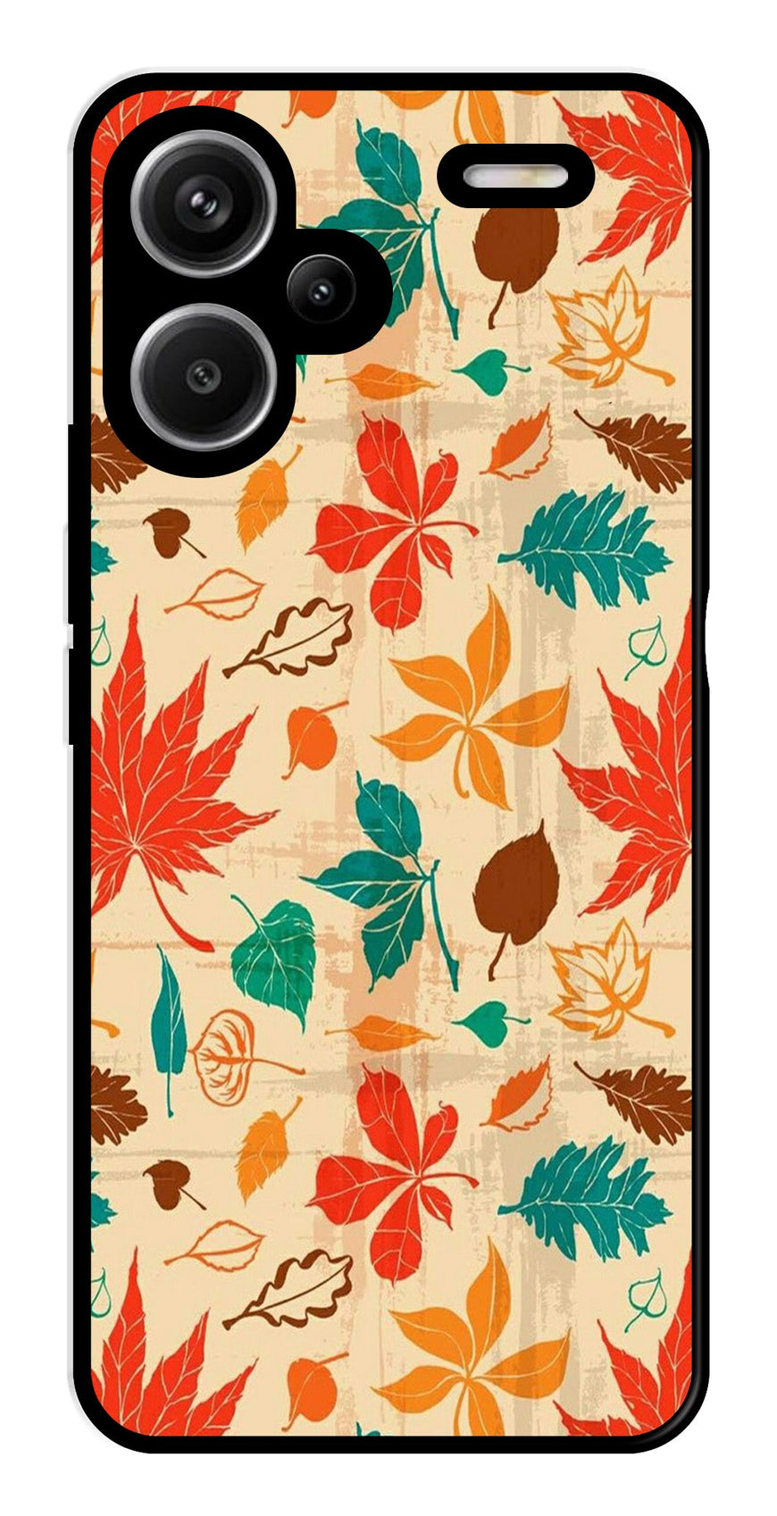 Leafs Design Metal Mobile Case for Redmi Note 13 Pro Plus 5G   (Design No -14)