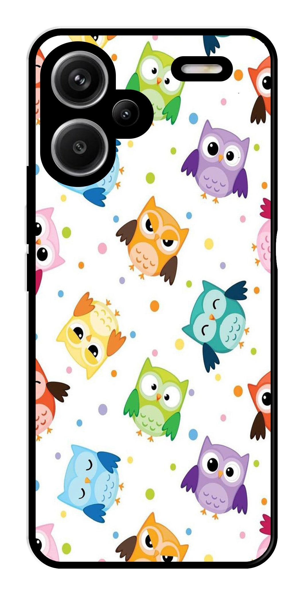 Owls Pattern Metal Mobile Case for Redmi Note 13 Pro Plus 5G   (Design No -20)