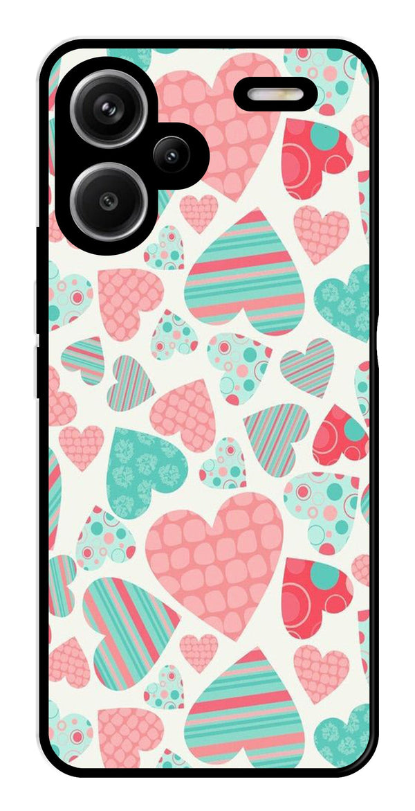 Hearts Pattern Metal Mobile Case for Redmi Note 13 Pro Plus 5G   (Design No -22)